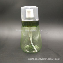 100ml PET new design green color cosmetic plastic bottle with foam pump dispenser